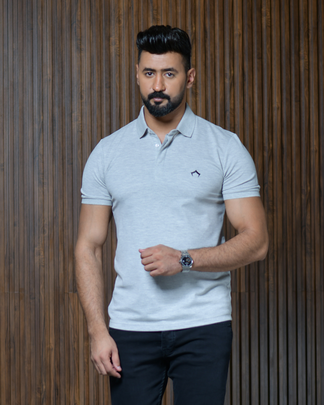 ١٣٢ GRAY POLO T-SHIRT - الصورة 1